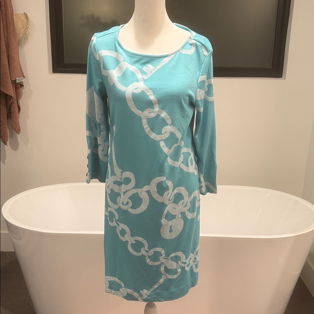 Lily Pulitzer Turquoise Chain Print Shift Dress